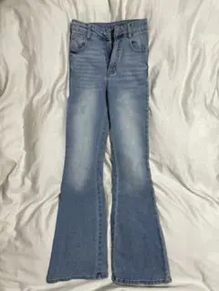 ハイウエストフレアデニムパンツ XS ライトブルー cu498