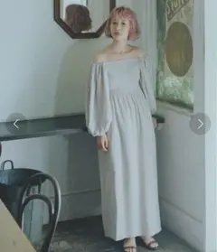 【柴田紗希さんコラボ】ボリュームスリーブシャーリング2way レトロワンピース