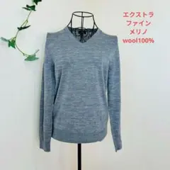 ユニクロ　UNIQLO　エクストラファインメリノwool　 Vネック 長袖ニット
