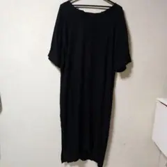 麻入り黒のLLサイズワンピース
