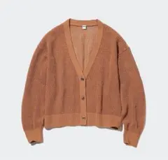 《着用数回》UNIQLO メッシュショートカーディガン　ブラウン Lサイズ