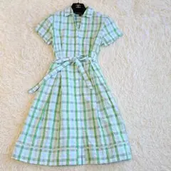 M相当✨美品✨ブルックスブラザーズ シャツ ワンピース ウエストリボン チェック