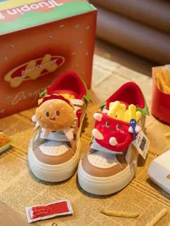 ハンバーガー＆フライドポテトスニーカーフラットシューズ JP24(CN38)