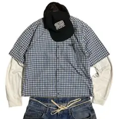 old 短丈　ショート丈　チェックシャツ　cityboy 古着　ボックス