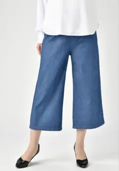 新品 日本製 レディース クロップド デニム L 春夏 ストレッチ　ルームパンツ