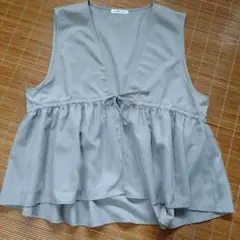 新品同様／ムム　MUMU ドロストベスト　ベージュ　サイズLL