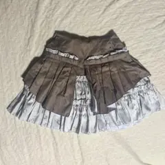 ブラウン シルバー プリーツスカート　グランジ