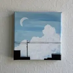 キャンバスアート　雲と青空　アクリル画