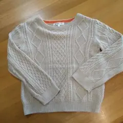 GLOBAL WORK ケーブル編み綿セーター L ベージュ