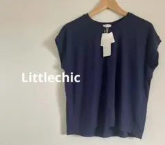 新品タグ付　Littlechic ノースリーブカットソー　ネイビー　ワンサイズ