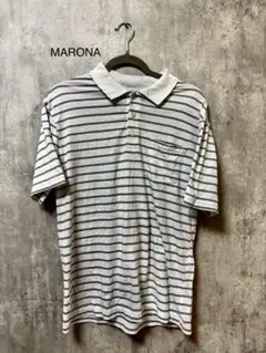 MARONA ホワイトストライプ ポロシャツ