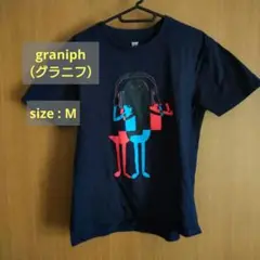 Graniph ネイビー Tシャツ Mサイズ ビューティフルシャドー柄