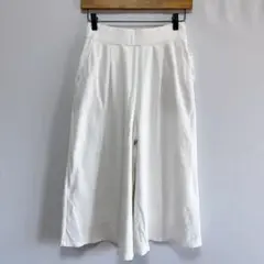 NOLLEY’Sワイドガウチョパンツ ウエストゴム　裏地付き　ホワイト　爽やか