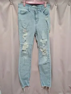 RESEXY ダメージスキニーデニムライトブルー