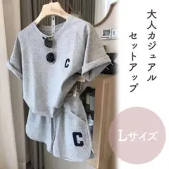 セットアップ ルームウェア ショートパンツ 半袖 Tシャツ グレー 体型カバー
