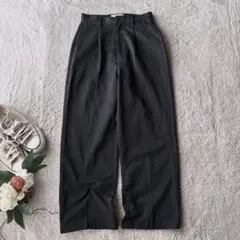 美品(M)キルシー/ワイドパンツ/ロゴ/ズボン/黒/ブラック/kIRSH