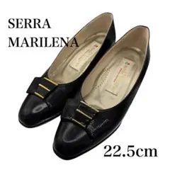SERRA MARILENA レザー パンプス ブラック ローヒール 22.5