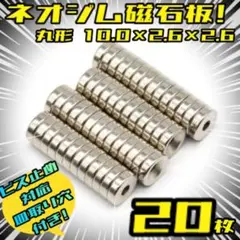 《20枚》丸型ネオジム磁石板 ビス穴付き
