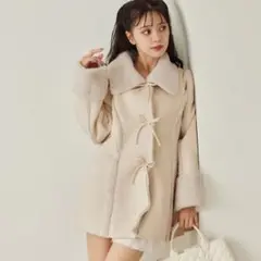 新品タグ付き完売♥NICE CLAUPリボンムートンコートアイボリーレア