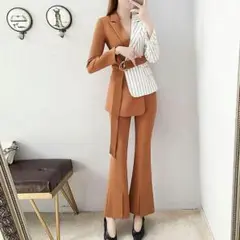 レディーススーツワイドパンツ 2点セットy9