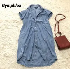 美品✨ジムフレックス GYMPHLEX デニムシャツワンピース 12 半袖