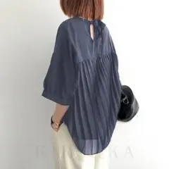 kirshka　Tシャツ　シャツブラウス　五分袖　ラウンドネック