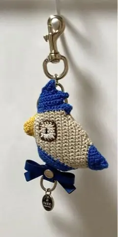 GUCCI グッチ チャーム キーホルダー 鳥 ブルー ニット リボン