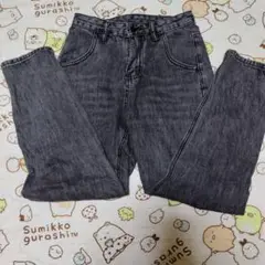ダークグレー ハイウエスト デニムパンツ
