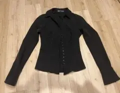 ZARA ブラック ボタン付き長袖シャツXS 新品