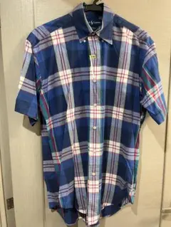 Ralph Lauren 半袖チェックシャツ・S・ブルー・クリーニング済