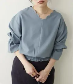 natural couture 2WAYスカラップブラウス