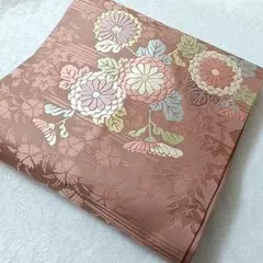 LULU48 名古屋帯 カジュアル 普段使い 小豆色 花 刺繍