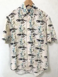 美品 黒ピューマと植物のアロハシャツ GITMAN BROSビンテージ