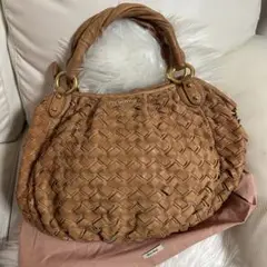 miumiu★トートバッグ★ハンドバッグ★レザー★編み込み★ベージュ系
