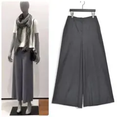 美品Theoryクロップド丈ワイドパンツグレーLサイズ大きめガウチョスカーチョ