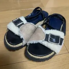 sacai ボアレザーサンダル　サカイ　キャメル37紺