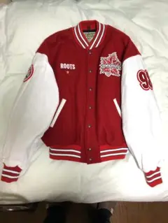ROOTS カナダ製 稀少ビッグサイズ 4XL 袖レザー メルトンスタジャン ROOTS カナダ製 稀少ビッグサイズ 4XL 袖レザー メルトン