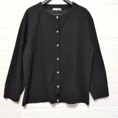美品】SHOO-LA-RUE 洗えるドットボタン付きクールネックカーディガン 黒