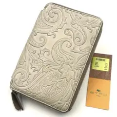 【未使用級】ETRO マルゴット オーガナイザー レザー グレイッシュホワイト