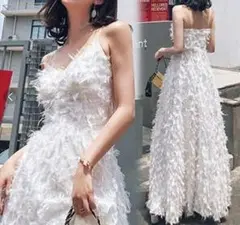 送料無料 未使用 発表会 結婚式 M キャミソール ドレス (WA1084)
