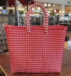 メルカドバッグ レトラ 赤 白