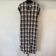 LE GLAZIK ルグラジック チェックマキシワンピース　ブラウン　ビショップ