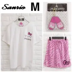 【未使用】ハローキティ 50周年 Tシャツ パンツ 上下セット ゼブラ M