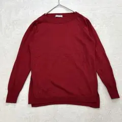 t63【モンシュシュ】カシミヤ混長袖ニット　赤