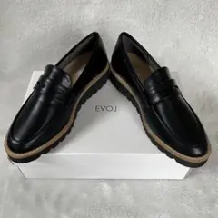 未使用級箱付き☆イーボル 22.5cm コバコインローファー ブラック EVOL