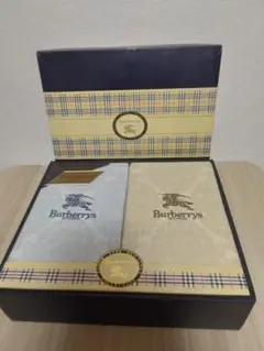 ★未使用BURBERRY★ソフトコットンシーツ 2枚組 ブルー ベージュ