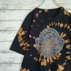 US古着 ノーブランド Tシャツ ブリーチ タイダイ ビッグサイズ　黒