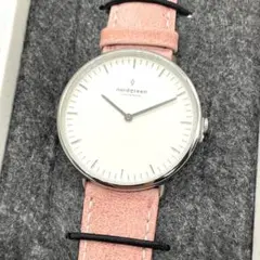 Nordgreen Native 36mm シルバー文字盤 ピンクレザー 腕時計