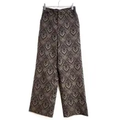 リエディ ワイドパンツ ペイズリー柄 ブラウン M ストレッチ 美品 春秋 ゴム
