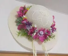 帽子フラワー　壁掛け